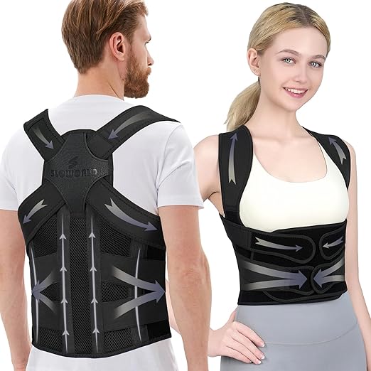 Posture Corrector for Women and Men Upgraded Back Brace, Adjustable Full Back Support for Upper and Lower Back Pain Relief, Shoulder Straightener for Hunchback, Scoliosis, Lumbar, Spine (Black, Small)