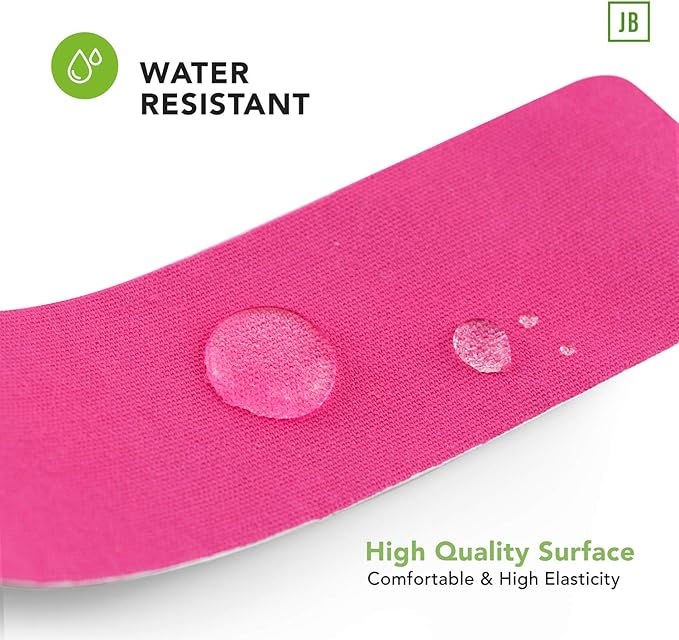 JB Tape Precut Kinesiology Strips 4 Rolls | 80 Count, 10" | Elastic, Latex-Free, Water Resistant | Athletic Sports Tape for Body, Joint & Muscle Support | Blue