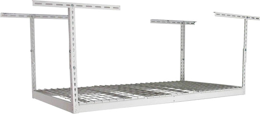 MonsterRax Garage Ceiling Storage Rack - Heavy Duty 400 lb Capacity, Adjustable Shelving, Ceiling Mount, 3x6 White (12"-21")