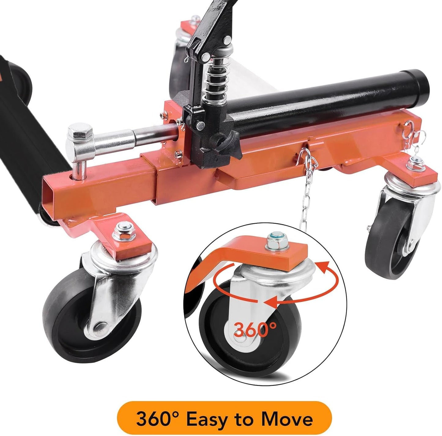 4 Pcs Car Wheel Dolly with Hydraulic Tire Jack, 1500LBS Capacity Trailer Dolly for Vehicle Positioning for Truck RV Trailer, Orange