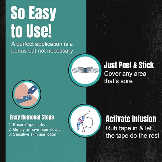 Heali Kinesiology Tape with Magnesium and Menthol, 20 Pcs Precut Strips, K Tape Roll, Knees, Physical Therapy Sports Tape for Muscle and Joint Pain Relief, Water Resistant, Black Zebra