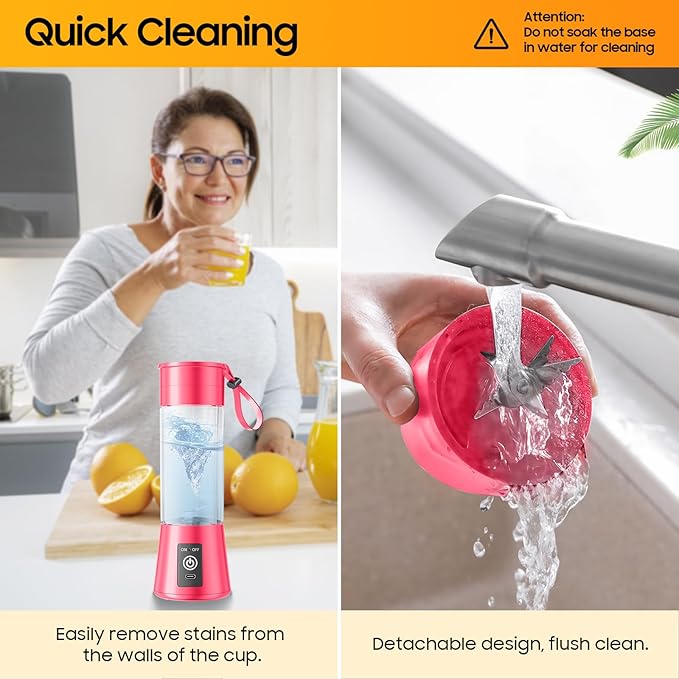 Personal Blender for Shakes and Smoothies - 2025 New Upgrade Cordless Portable Blender USB-C Rechargeable, 380Ml BAP Free Juice Cup, 6 Blades Freshly Squeezed for Picnic/Sprots, 20000Rpm/Min Speed