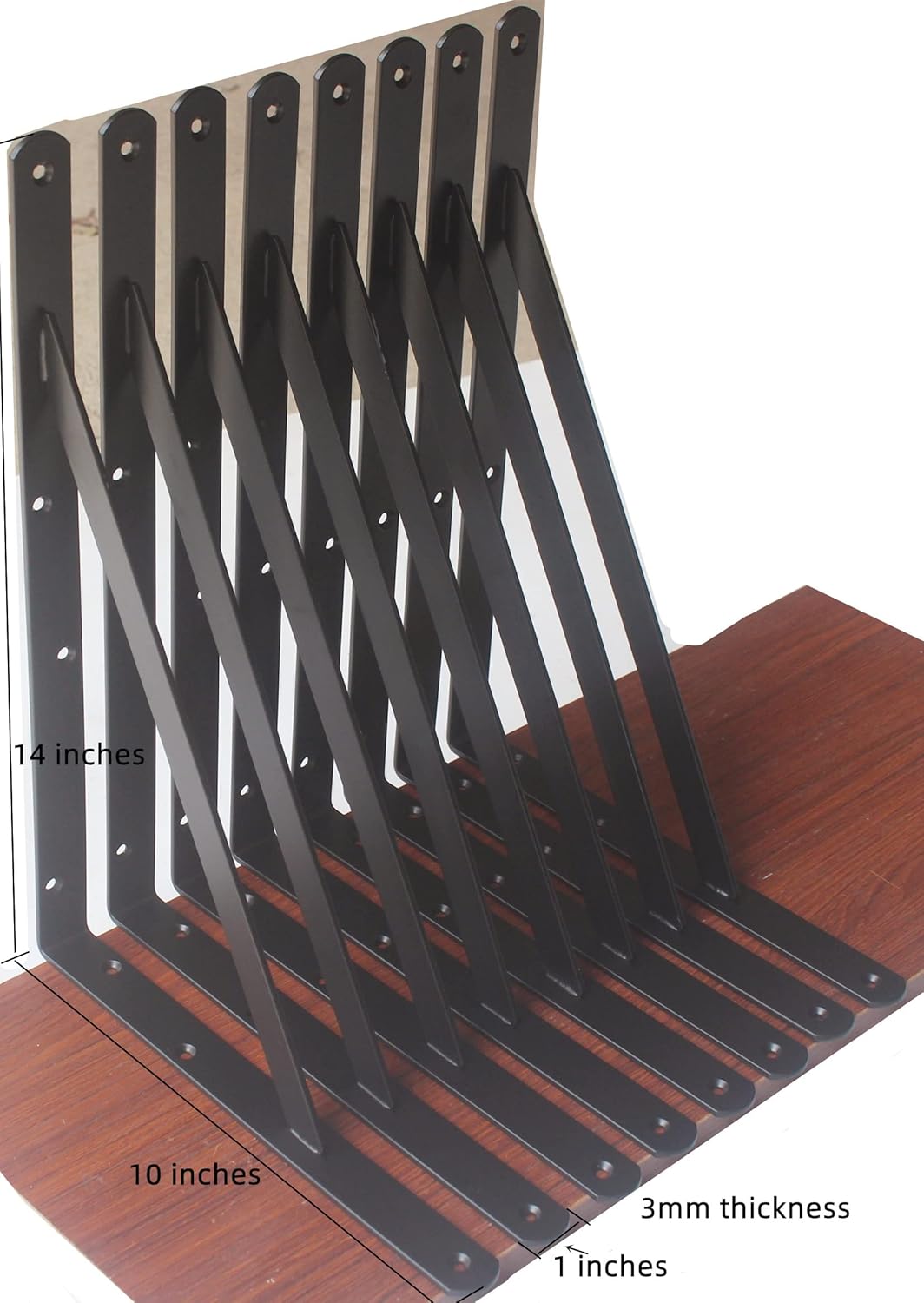 4 Pack L14 x H 10" Black Heavy Duty Shelf Brackets with Screws Metal Shelf Brackets Shelf Support Angle Brackets for Shelves L Brackets Heavy Duty Floating Shelf