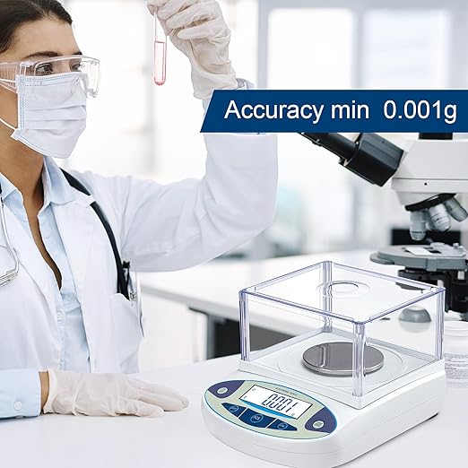 Lab Analytical Balance 500g x 0.001g Precision Digital Scale 0.001 Gram Accuracy Laboratory Scientific Milligram Scale Jewelry Scales with Windshield