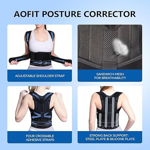 Posture Corrector Back Brace for Women and Men Adjustable Full Back Support Shoulder Straightener Braces, Upper & Lower Back Pain Relief - Scoliosis/Hunchback/Hump/Thoracic/Spine Corrector (Black, Small)