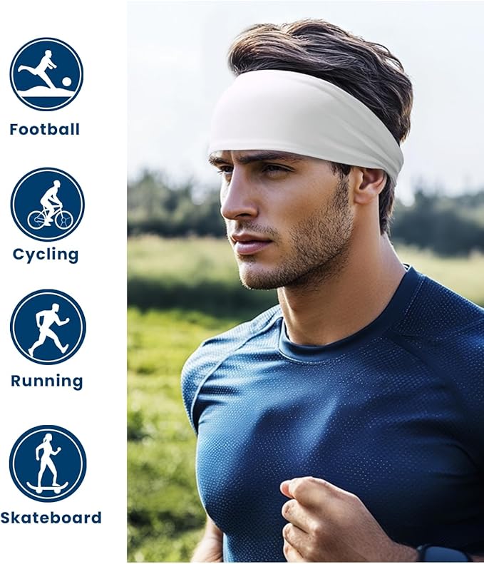 Headband for Men & Women, Sweat Wicking Sports Sweatband Headbands, Workout Running Training Yoga Basketball Hairband