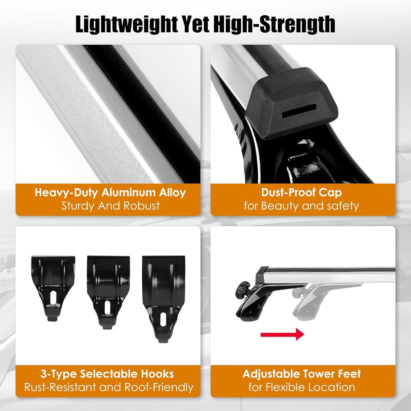 48" Universal Roof Rack Cross Bars, Upgraded Aluminum Lockable Crossbars with Extendable Window Frame & Dual Security Keys. 165lbs Max Load for Bare Roof Cars/Trucks/SUVs