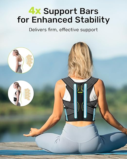 Ergonomic Back Straightener Posture Corrector, Adjustable Non-slip Back Strap Can Wear by Self, Lumbar Support for Shoulder Neck Hump Slouching Corrector, Yellow Size XL (Upper Waist: 47.2"-53.2")