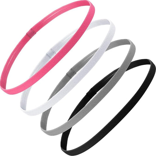 Sumind 4 Pieces Thick Non-Slip Elastic Sport Men Thin Headbands Football Hair Headbands for Women