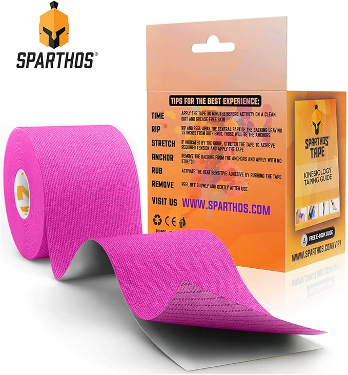 Sparthos Kinesiology Tape - Incredible Support for Athletic Sports and Recovery - Free Kinesiology Taping Guide! - Uncut 2 inch x 16.4 feet Roll
