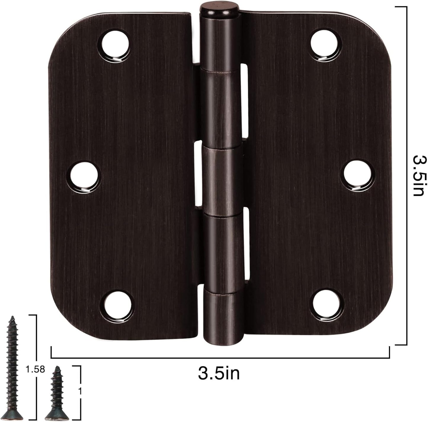3 Pack 3 1/2 Inch Door Hinges Oil Rubbed Bronze 3.5 Inch Black Interior Hinge for Doors 5/8 Radius Corners 3 ½"Hardware Controls Heavy Duty Iron Flat Home House Decor Accessories Essentials