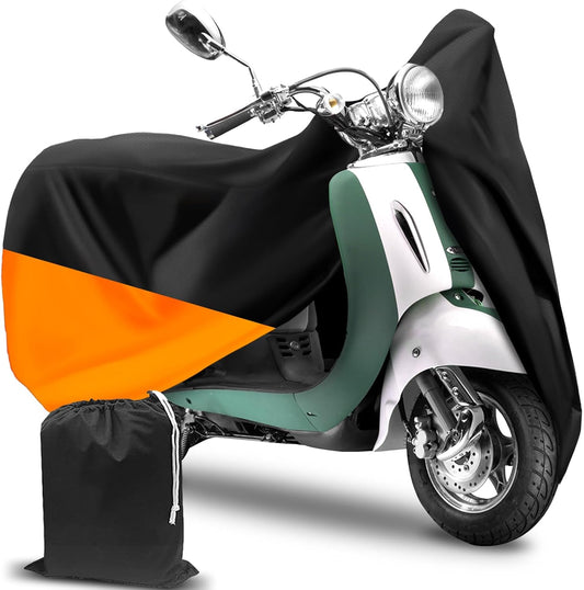 COVERVIN Scooter Outdoor Waterproof Cover, Moped Cover Vespa Cover for Honda Ruckus Yamaha 72″ Long (S, Black Orange)