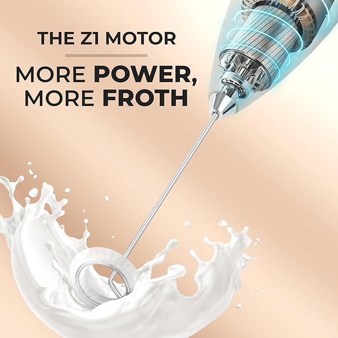Zulay Kitchen Milk Frother Wand (2 Duracell Batteries Included) - Handheld Milk Frother - Easy-Clean Milk Frother Wand & Drink Mixer - Electric Coffee Frother for Frappe, Matcha - Silver
