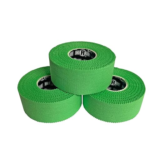 Ringside 1" Athletic Trainers Tape, Cotton Kinesiology Tape for Combat Sports, Adhesive, 30 Foot Rolls, Green, 3 Pack
