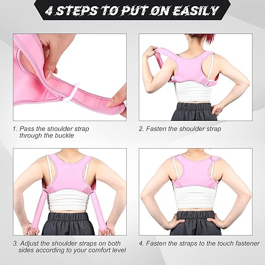 Posture Corrector for Women and Men, Adjustable Posture Back Brace Shoulder Brace, Discreet Under Clothes Design Back Support, Back Pain Relief for Improved Neck Support(Light Pink)