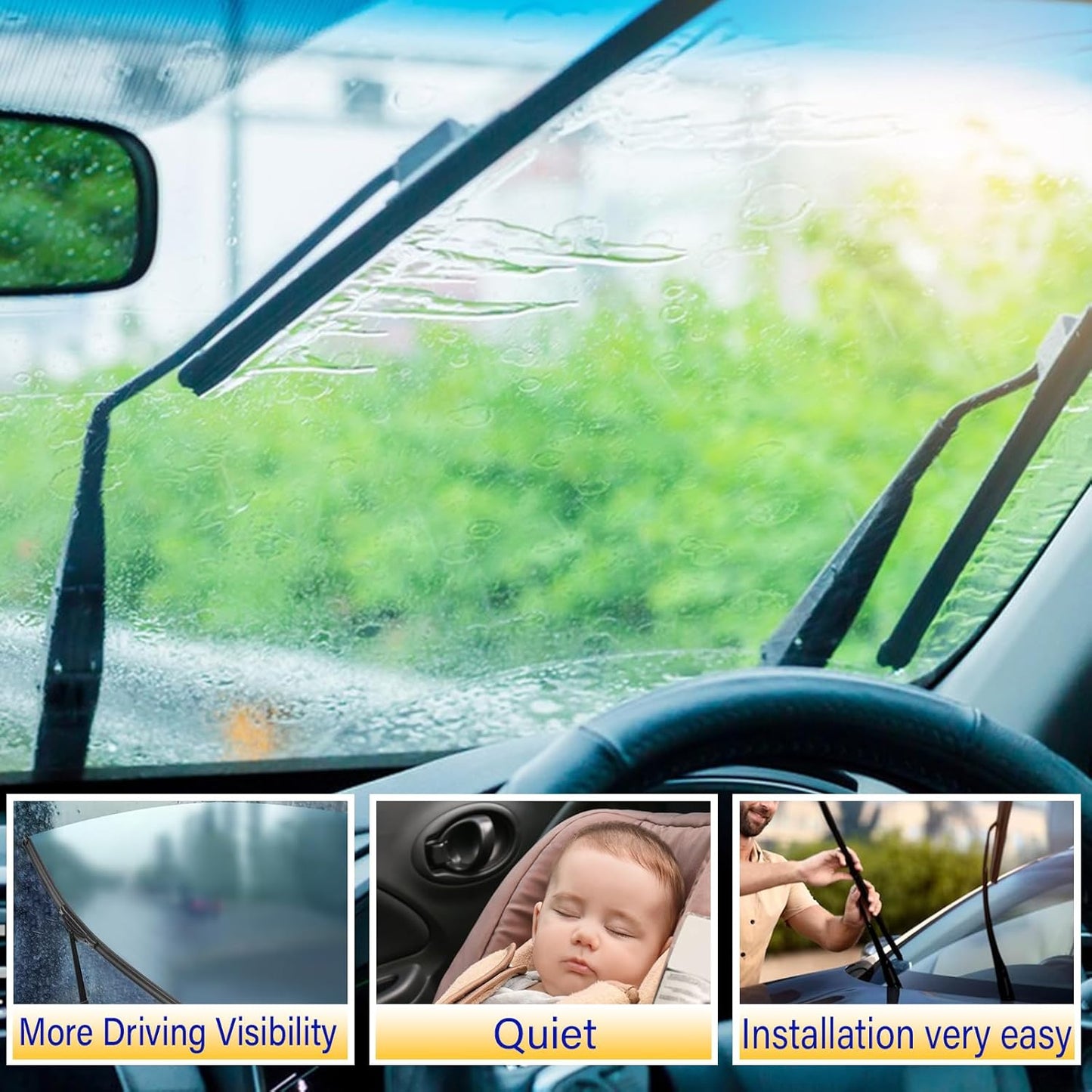 3 wipers Replacement for 2012-2019 Toyota Prius C, Windshield Wiper Blades Original Equipment Replacement - 28"/14"/8" (Set of 3) U/J HOOK