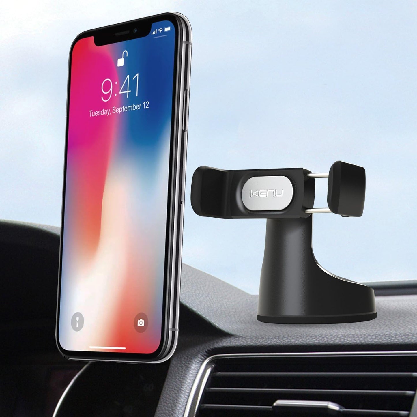 Kenu Airframe Pro | Android Vent Car Phone Mount & iPhone Car Holder, Black & Airbase Pro, Dashboard & Windshield Car Phone Holder Mount, Cell Phone Stand, Suction Cup, 360-Degree Pivot
