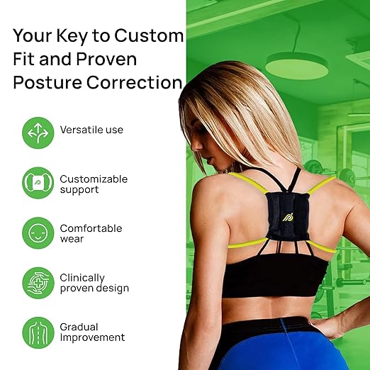 PRIMEKINETIX PostureMedic Dynamic Posture Brace for Neck and Back Support -For Enhanced Shoulder Alignment, Posture Improvement & Stretching-L(Yellow)