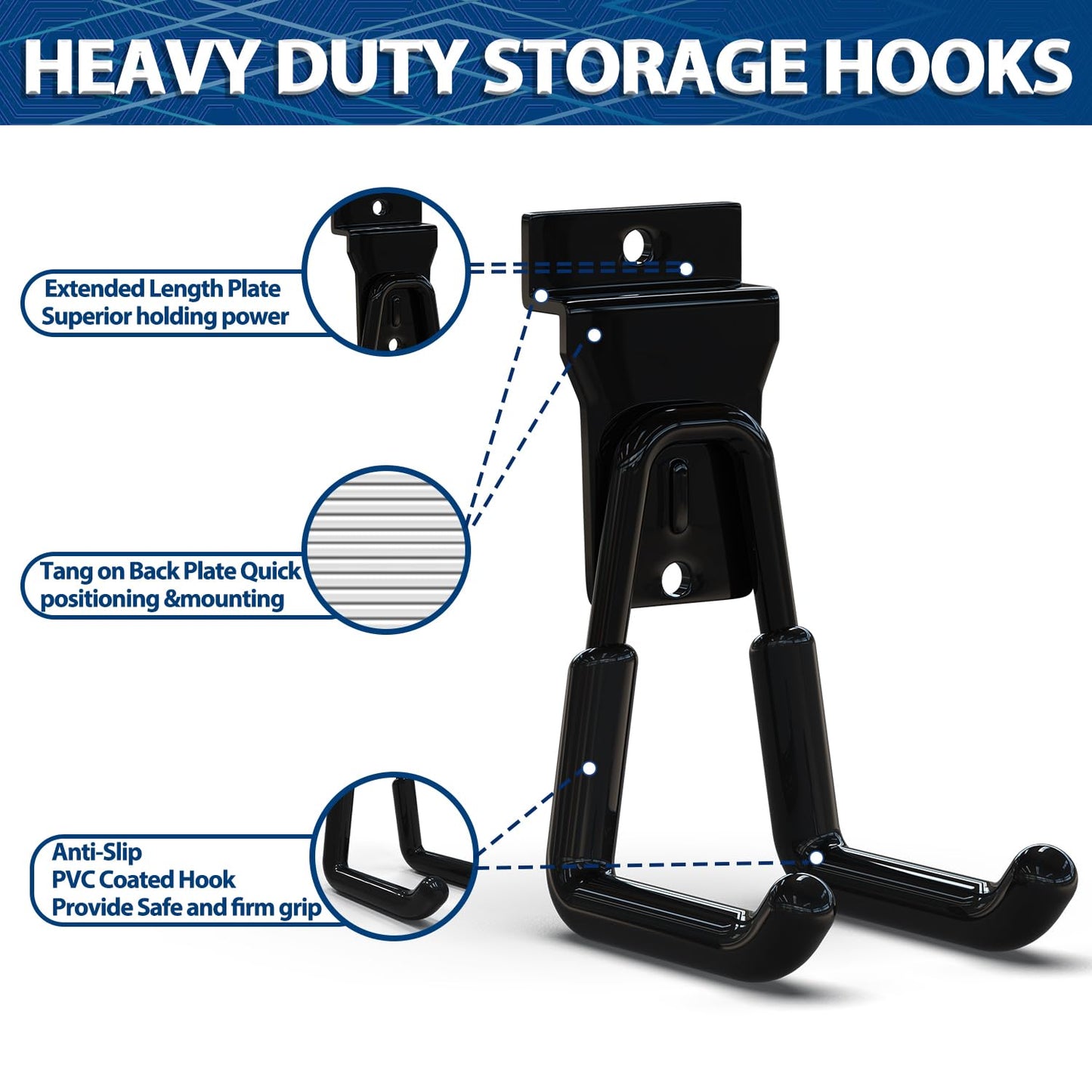 3-H Slatwall Accessories 18 Pack,Slatwall Hooks & Hangers Multi Sizes,Slat Wall Heavy Duty for Space Saving Used as Proslat Accessories with Slatwall Panel(Black)