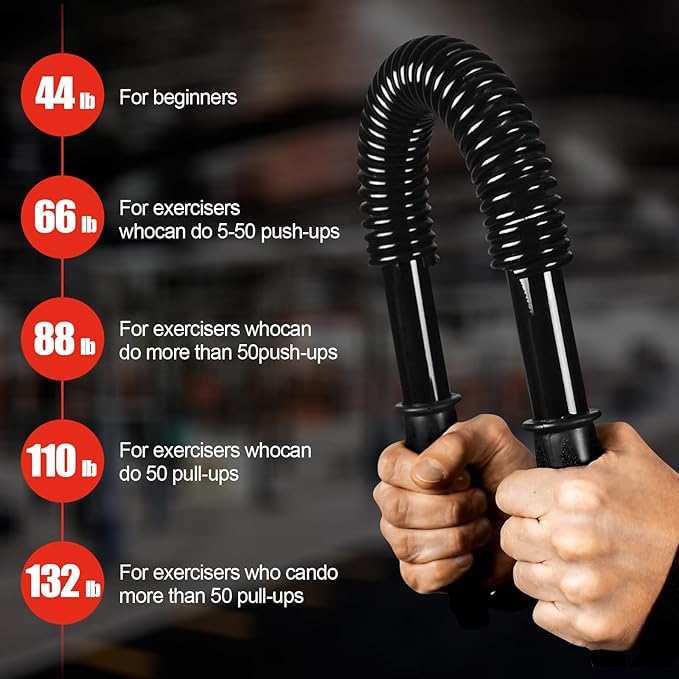 Power Twister Bar, Upper Body Strength Training Bar, Heavy Duty Arm Builder for Chest Shoulder Forearm Bicep and Arm Strengthening Workout Equipment