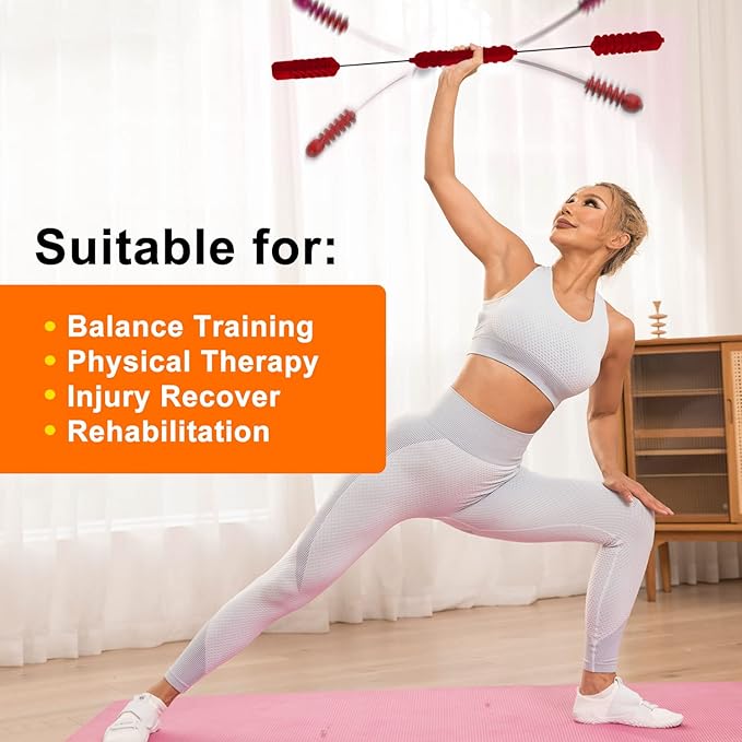 Fitness Exercise Bar,Elastic Fitness Bar,High Frequency Vibration Training Fat Buring Workout Bar for Yoga Pilates Sports,Power Twister for Arm,Abdominal Muscles Strength Exercises In Home Gym