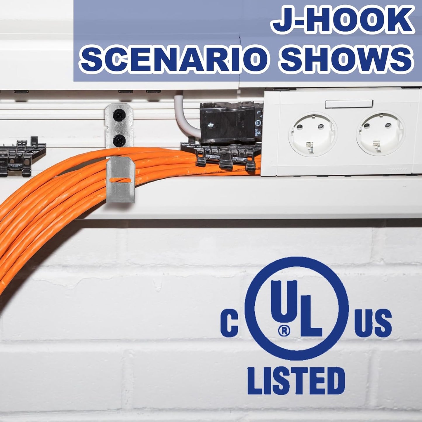 Gisafai 200 Pcs Cable Support J-Hook, 3/4 Inch Metal Garage Hooks for Hanging, Heavy Duty Network for Cable and Wire Management Wall Attaching J Utility, G60 Galvanized Steel, Silver