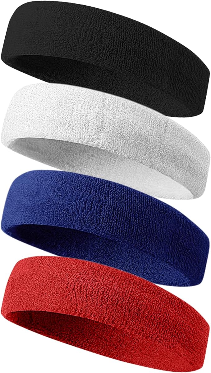 Tanluhu Sweatbands Sport Headbands for Men & Women,Terry Cloth Sweat Band for Tennis, Running, Basketball, Working Out, Execise - Athletic Sweat Cotton Headband Outdoor