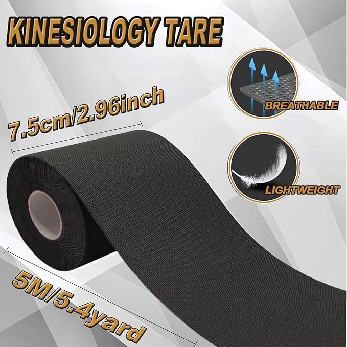 Kinesiology Tape Precut Pro-Waterproof Elastic Athletic Tape,Medical Grade Cotton Adhesive Sports Tape for Muscle Pain Relief & Joint Support, Breathable K Tape (2Rolls-(3 inch Uncut-Flesh))
