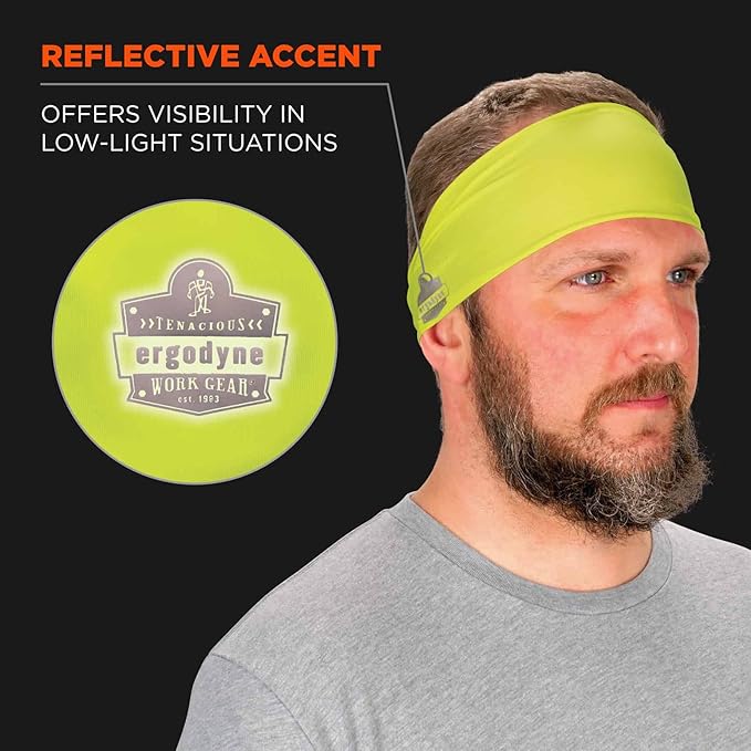 Ergodyne Chill-Its 6634 Cooling Headband, Sports Headbands for Men and Women, Moisture Wicking