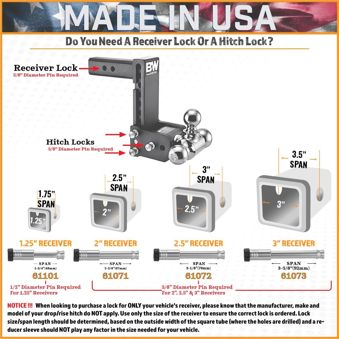 61673 | 3 Pack, Keyed Alike, Receiver Locks for 3" Receiver