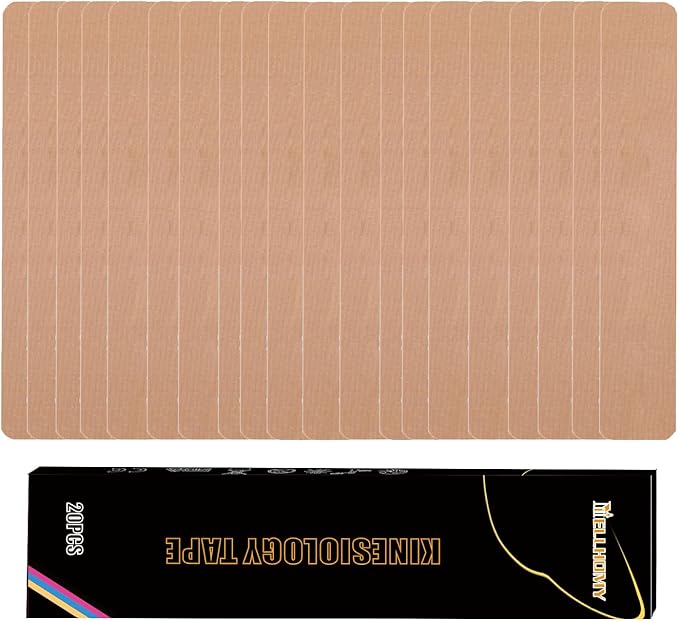Kinesiology Tape<20 Precut Strips>Pro Elastic Athletic Tape,Cotton Waterproof Breathable Hypoallergenic Sport Tape for Joints Support & Muscle Pain Relief(Skin Color)