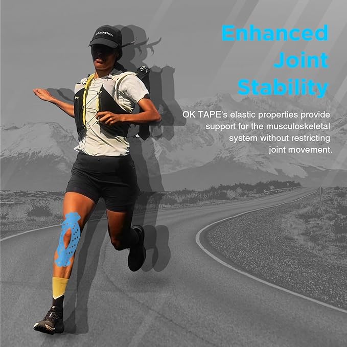 OK TAPE Punch Kinesiology Tape, Punch Hole Athletic Tape for Joints Support & Muscle Pain Relief,2 Rolls Blue,2in x 16.4ft