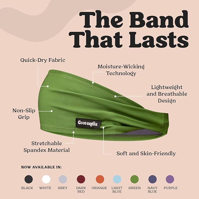 Sweatband for Men and Women - Unisex Headband That Wicks Moisture and Eliminates Excess Sweat - Durable & Long-Lasting - Running, Sports, Football, Triathlons, Construction, Yoga, Gym