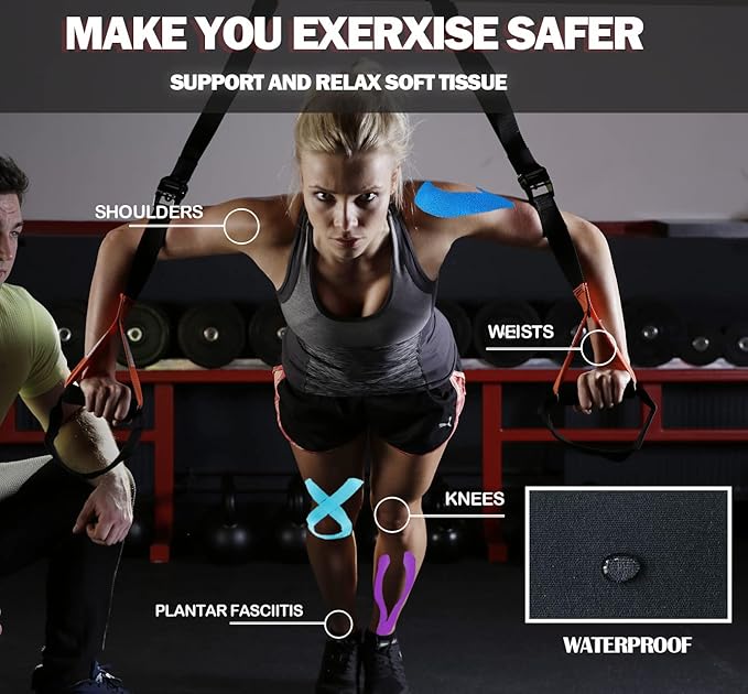 Kinesiology Tape (2 inchX16.4ft Per Roll) Waterproof Latex Free Athletic Tape for Knee, Joint, Muscle Protect - Elastic Therapeutic Sports Tape -Improve Blood Circulation, Swelling (Leopard)