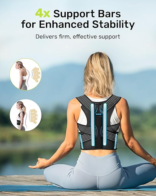 Upright Posture Corrector, Comfortable Lumbar Support Belt with 3D Elastic Kintted Mesh, Upper and Lower Back Pain Relief, Easy to Put on & Take off, Fit Various Body Shape, Size L (Upper Waist: 41.3"-47.2")