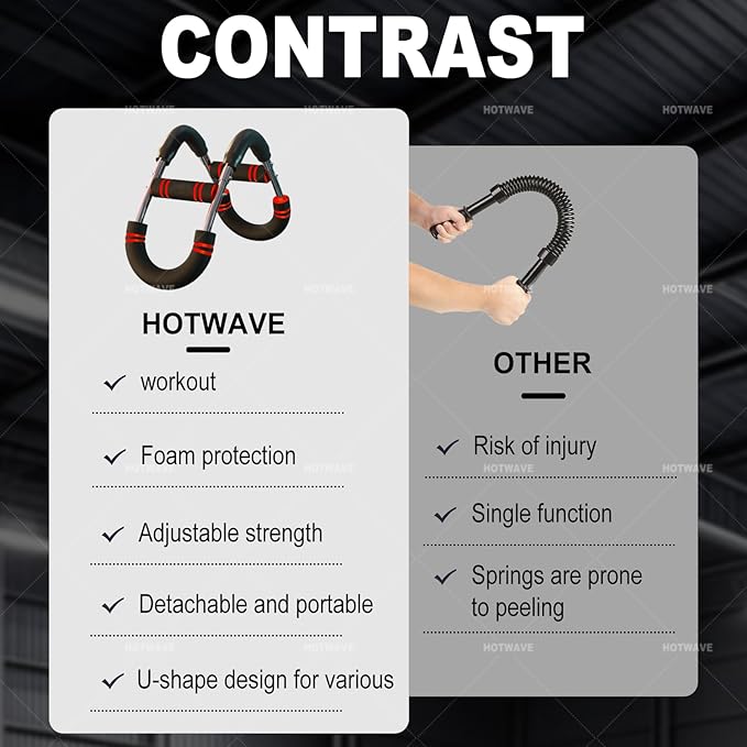 HOTWAVE Twister Arm Exerciser,Adjustable Spring Workout Bar, Forearm Triceps Chest Enhanced Exercise Strengthener,Portable Home Fitness Equipment