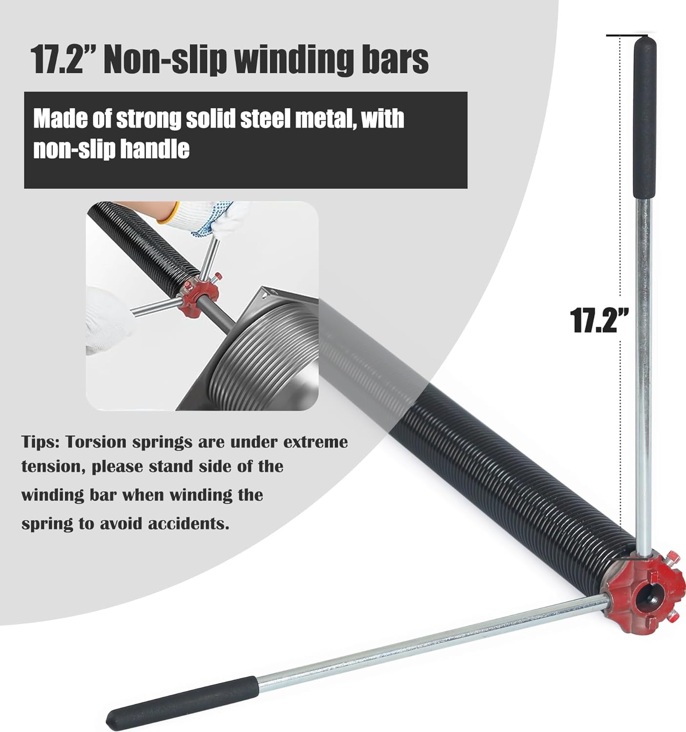 Garage Door Torsion Spring Set, Pair of 2" Electrophoresis Coated Garage Door Spring Replacement with 2 Non-Slip Winding Bars and Bearing, Minimum 16000 Cycles (.250x2x35")