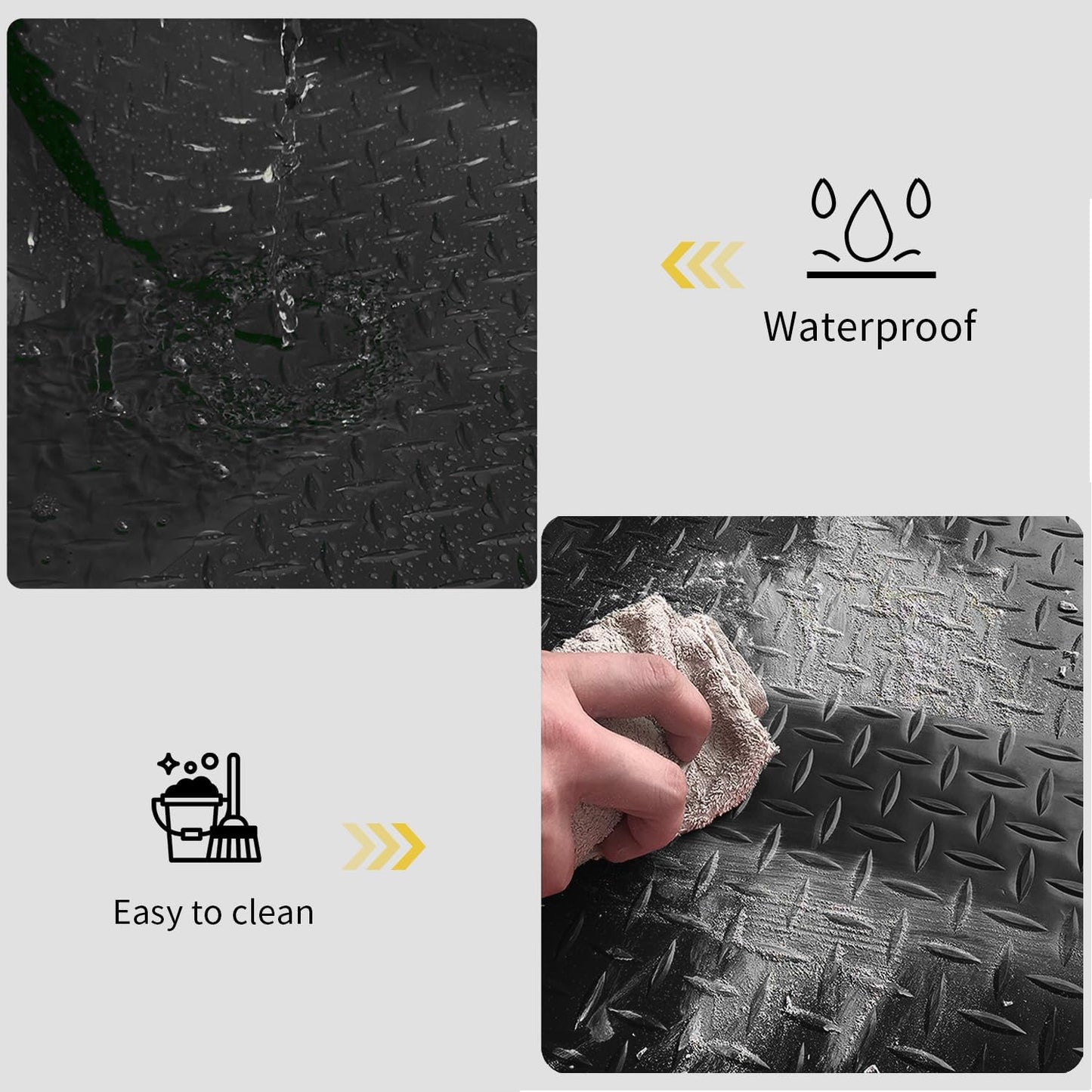 Premium Garage Floor Mat, Commercial Grade Heavy Duty Parking Mat for Garage Floor, Golf Cart Parking, Water/Stain Resistant Floor Runner (Black Diamond, 2 Rolls x 4 x 10 Feet)