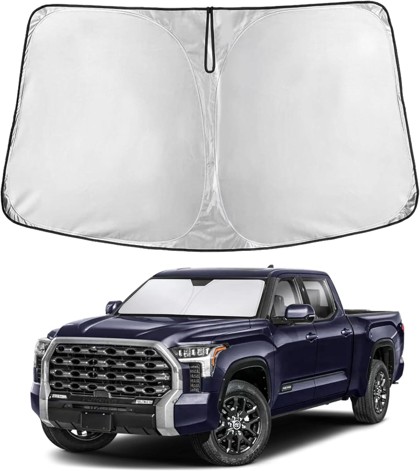 for Toyota Tundra 2022-2025 Windshield Sunshade Compatible -EcoNour 240T Polyester Material Cars Sun Visor Reflector Blocks UV Rays - Foldable Sunshade Interior Protection Toyota Tundra Accessories