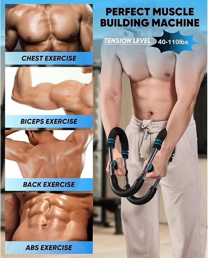 Twister Arm Trainer, 40-100lb Adjustable Chest Workout Equipment Power Twist Arm Trainer, Forearm Strengthener, Portable Spring Resistance for Home Fitness