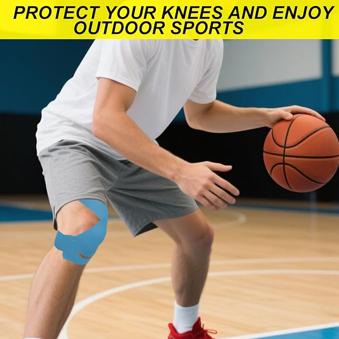 15pcs Precut Kinesiology Tape for Knees, Waterproof Breathable Elastic Athletic Muscle Tape Strips Cotton Knee Support Stickers for Sports & Long-Lasting Stability (Assorted Colors)