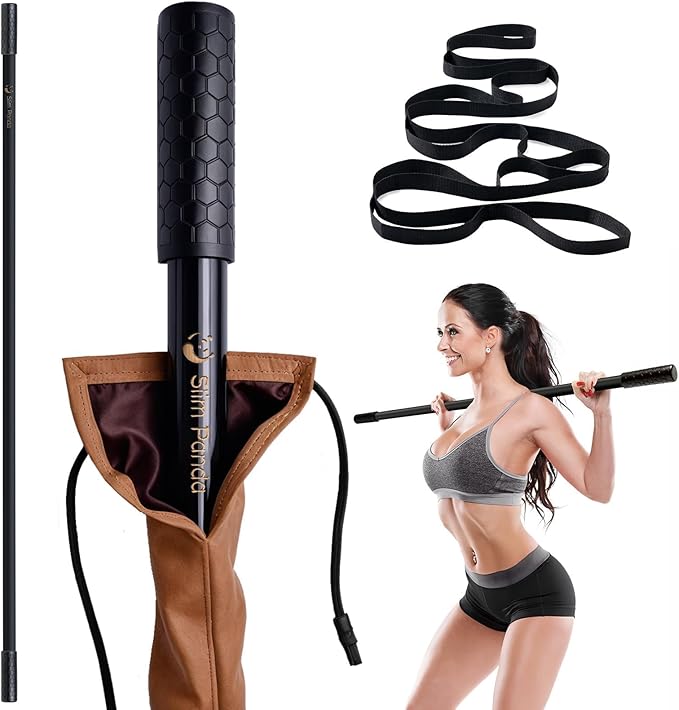 Slim Panda Yoga Stick, 5ft Natural Bamboo Stick with Rubber Ends, Exercise Stretching Stick for Yoga, Stretching, Balance and Correcting Posture, Rehabilitation Physical Therapy Aids