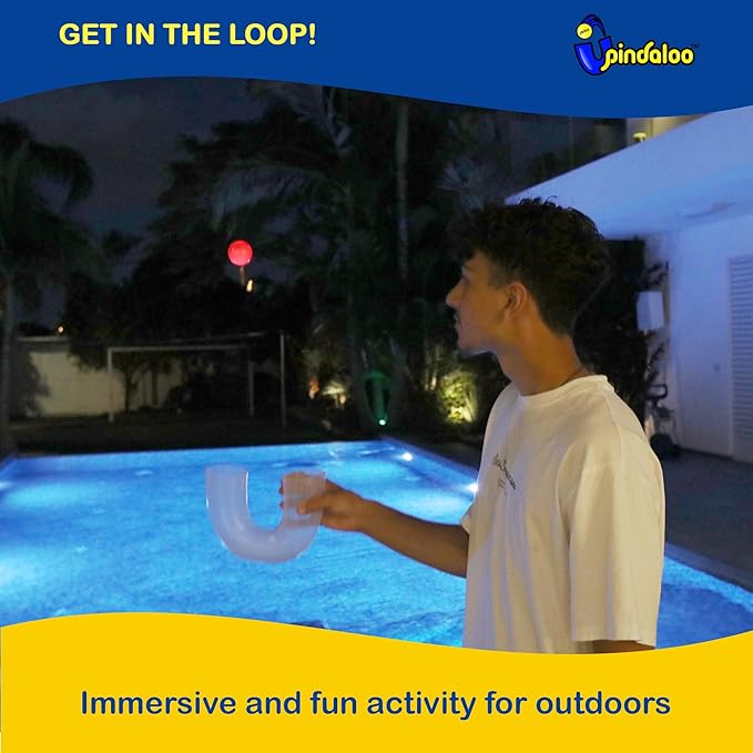 pindaloo Original Led Light Neon Skill Game with 2 Balls- Gifts for Kids and Adults Indoor & Outdoor Games, Girls, & Teens - Gift Ideas, Fun Stuff, Develops Motor & Juggling Skills (Neon)