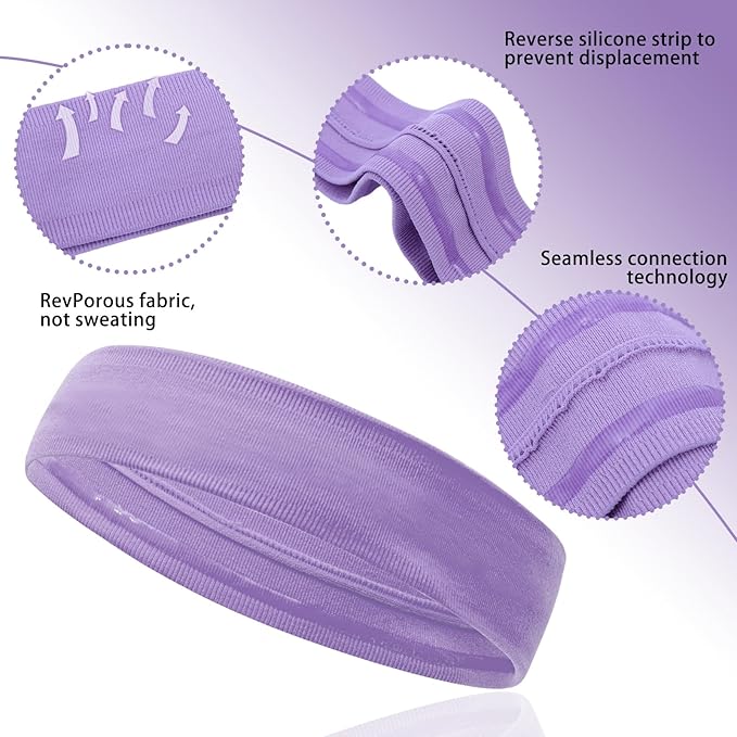 Workout Headbands Non Slip Headband Sport Headbands Sweatbands Elastic Sport Hair Bands for Sports Travel Indoor Fitness Gym