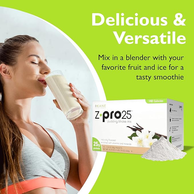 Z-Pro Vanilla Protein Drink Mix - High Protein, Low Calorie Low Fat Shake and Pudding Mix - Meal Replacement, On-the-Go Packets - Breakfast Boost - 25g Protein - 14 Packets