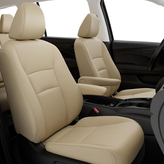 for Honda Pilot Seat Covers,Car Seat Protectors Full Set Custom Fit Pilot EX-L, Special Edition, Touring, Sport 2016 2017 2018 2019 2020 2021 2022-8 Seats, Full Coverage Waterproof, Beige