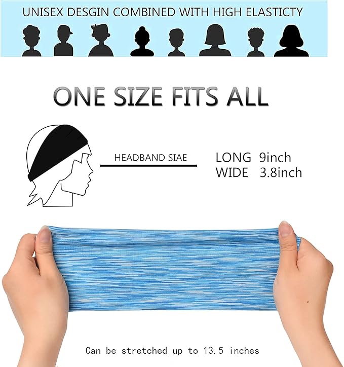 Women's Workout Headbands Non Slip Sport Sweatbands Yoga Hairbands for Travel Fitness Athletic Elastic Moisture Wicking for Girls