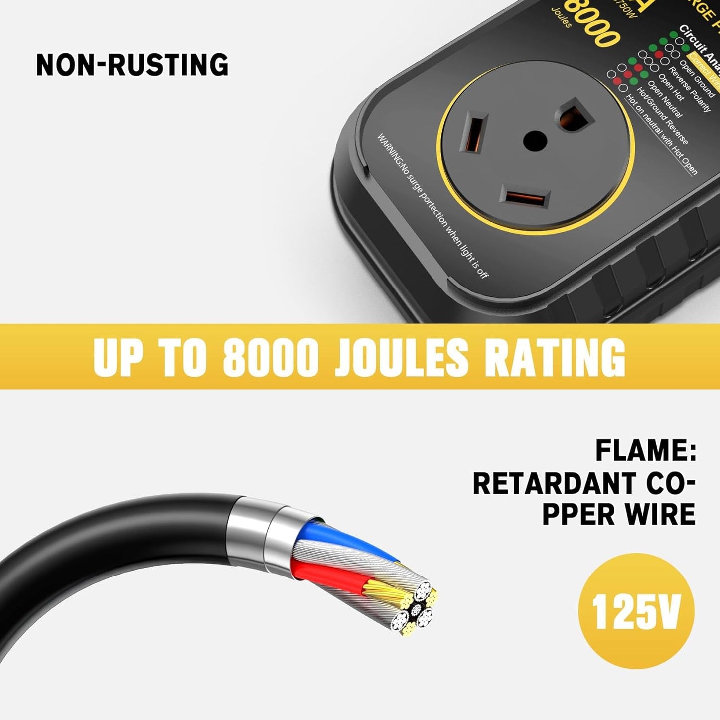 GEARGO RV Surge Protectors 30 Amp RV Circuit Analyzer, [2025 New Upgraded], IP68 Surge Voltage Protection, RV Adapter Plug for Camper(Yellow)