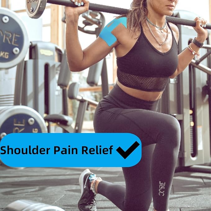 IEADEN Precut Kinesiology Tape for Shoulder, 10 Pcs - Shoulder Support & Stability, Shoulder Pain Relief Athletic Tape - Waterproof & Elastic, Breathable Hypoallergenic Latex-Free Tape, Black