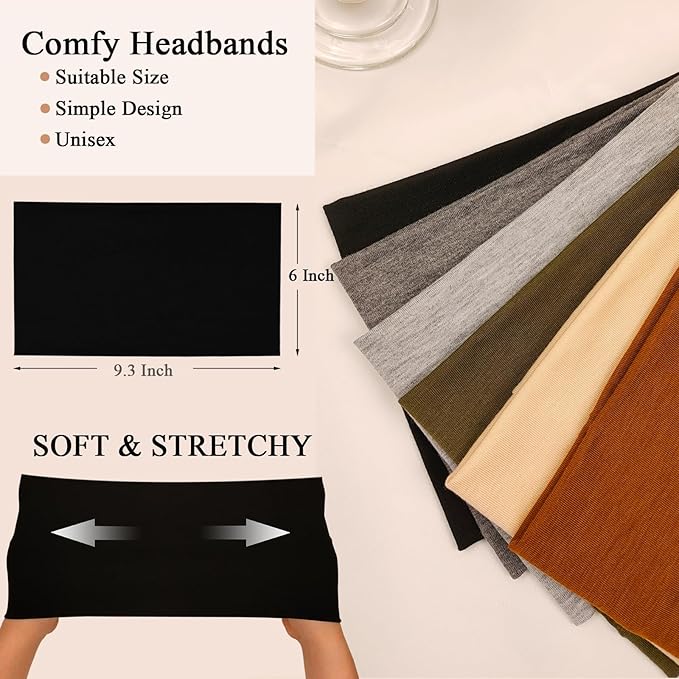 Wide Headbands For Women Stretch Headband Boho Head Bands Women's Hair Band Turban Workout Hairband Accessories 6 Pack